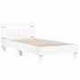 Bed frame with headboard and white LED lights 100x200 cm by , Beds and slatted bases - Ref: Foro24-838708, Price: 117,59 €, D...