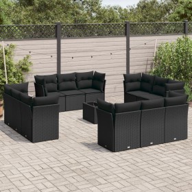 Gartensofa- und Kissenset 13-teilig aus schwarzem synthetischem Rattan von , Gartensets - Ref: Foro24-3217335, Preis: 884,76 ...