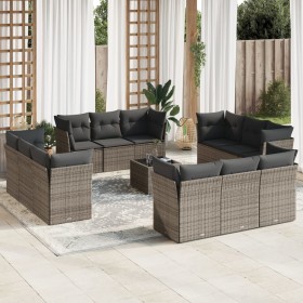 Gartensofa-Set mit Kissen, 13-teilig, graues synthetisches Rattan von , Gartensets - Ref: Foro24-3217340, Preis: 967,94 €, Ra...