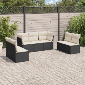 7-teiliges Garten-Essset und schwarze Kissen aus synthetischem Rattan von , Gartensets - Ref: Foro24-3217406, Preis: 425,46 €...