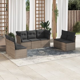 7-piece garden sofa set with gray PE rattan cushions by , Garden sets - Ref: Foro24-3217410, Price: 422,99 €, Discount: %