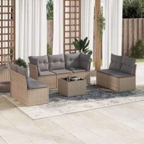 Garden sofa set with beige cushions 8 pcs PE rattan by , Garden sets - Ref: Foro24-3217419, Price: 490,55 €, Discount: %