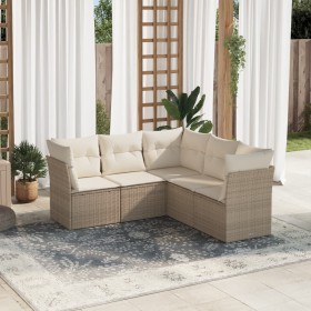 Garden sofa set with cushions 5 pieces beige synthetic rattan by , Garden sets - Ref: Foro24-3217618, Price: 431,99 €, Discou...