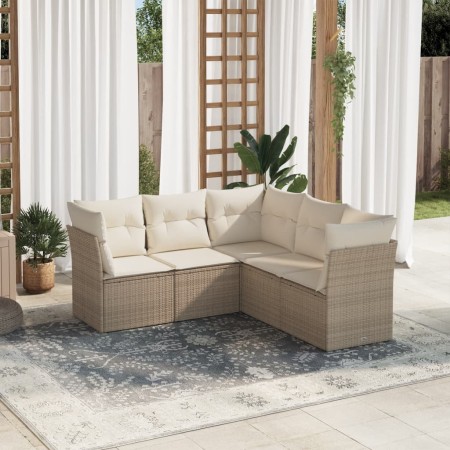 Garden sofa set with cushions 5 pieces beige synthetic rattan by , Garden sets - Ref: Foro24-3217618, Price: 435,41 €, Discou...