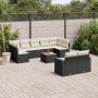 Gartensofa-Set 10-teilig mit schwarzen synthetischen Rattankissen von , Modulare Sofas für den Außenbereich - Ref: Foro24-322...