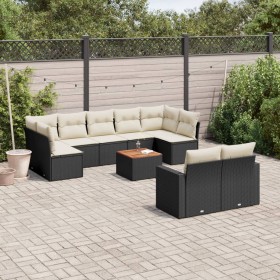 Garden sofa set 10 pieces with black synthetic rattan cushions by , Modular outdoor sofas - Ref: Foro24-3224271, Price: 646,2...