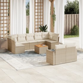 Juego de sofás jardín con cojines beige 10 pzas ratán sintético de , Sofás modulares de exterior - Ref: Foro24-3224273, Preci...