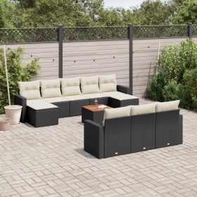 11-teiliges Gartensofa-Set und schwarze synthetische Rattankissen von , Modulare Sofas für den Außenbereich - Ref: Foro24-322...