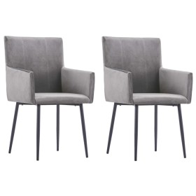 Sillas de comedor con reposabrazos 2 uds terciopelo gris de vidaXL, Sillas de comedor - Ref: Foro24-281835, Precio: 141,27 €,...