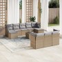 Gartensofa-Set mit beigen Kissen, 10-teilig, synthetisches Rattan von , Gartensets - Ref: Foro24-3218329, Preis: 623,03 €, Ra...