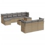 Garden sofa set with beige cushions 10 pieces synthetic rattan by , Garden sets - Ref: Foro24-3218329, Price: 623,03 €, Disco...