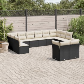 Gartensofa-Set 12-teilig mit schwarzen synthetischen Rattankissen von , Gartensets - Ref: Foro24-3218426, Preis: 706,28 €, Ra...