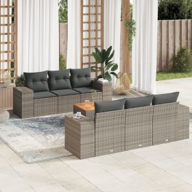 7-teiliges Gartensofa-Set mit grauen PE-Rattan-Kissen von , Gartensets - Ref: Foro24-3257670, Preis: 537,99 €, Rabatt: %