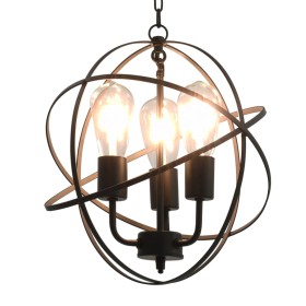 Schwarze kugelförmige Pendelleuchte mit 3 E27-Glühbirnen von vidaXL, Lampen - Ref: Foro24-281626, Preis: 76,67 €, Rabatt: %