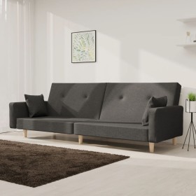 Sofá cama de 2 plazas con dos almohadas tela gris oscuro de , Sofás - Ref: Foro24-375742, Precio: 250,99 €, Descuento: %