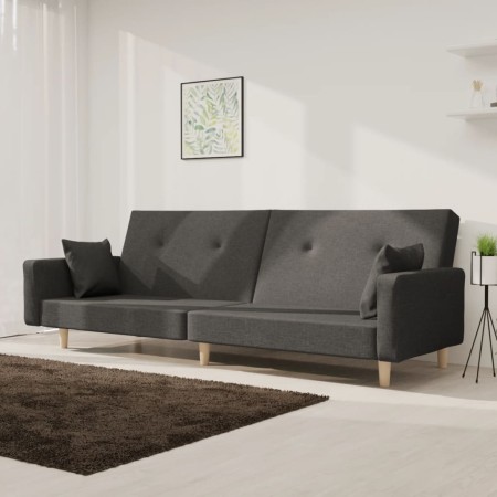 2-Sitzer-Schlafsofa mit zwei Kissen aus dunkelgrauem Stoff von , Sofas - Ref: Foro24-375742, Preis: 249,54 €, Rabatt: %