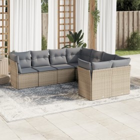 Gartensofa-Set mit beigen Kissen 8 Stück PE-Rattan von , Gartensets - Ref: Foro24-3218589, Preis: 519,19 €, Rabatt: %