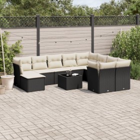 11-teilige Gartensofagarnitur und schwarze synthetische Rattankissen von , Gartensets - Ref: Foro24-3218596, Preis: 659,78 €,...