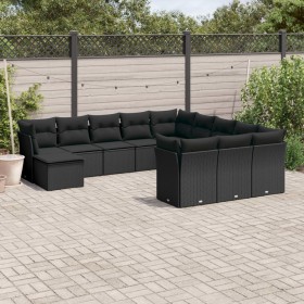 Gartensofa-Set 12-teilig mit schwarzen synthetischen Rattankissen von , Gartensets - Ref: Foro24-3218625, Preis: 706,88 €, Ra...