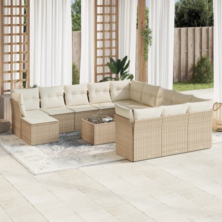 Gartensofa-Set mit Kissen, 13-teilig, beiges synthetisches Rattan von , Gartensets - Ref: Foro24-3218638, Preis: 1,00 €, Raba...