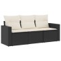 Gartensofa-Set mit Kissen, 3-teilig, schwarzes synthetisches Rattan von , Gartensets - Ref: Foro24-3218646, Preis: 195,17 €, ...