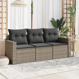 3-piece garden sofa set and gray synthetic rattan cushions by , Garden sets - Ref: Foro24-3218650, Price: 222,97 €, Discount: %