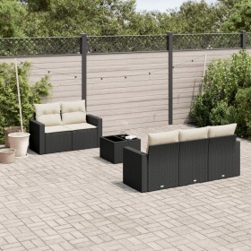 6-teiliges Gartensofa-Set und schwarze synthetische Rattankissen von , Gartensets - Ref: Foro24-3218686, Preis: 418,31 €, Rab...