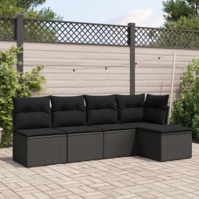 5-teiliges Gartenmöbel-Set und schwarze synthetische Rattankissen von , Gartensets - Ref: Foro24-3217515, Preis: 288,78 €, Ra...