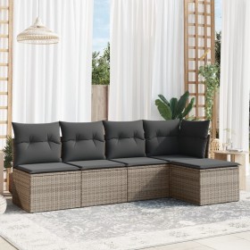 Gartensofa-Set mit Kissen, 5-teilig, graues synthetisches Rattan von , Gartensets - Ref: Foro24-3217520, Preis: 288,95 €, Rab...