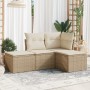 Garden sofa set with cushions 4 pieces beige synthetic rattan by , Garden sets - Ref: Foro24-3217478, Price: 309,72 €, Discou...