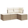 Gartensofa-Set mit Kissen, 4-teilig, beiges synthetisches Rattan von , Gartensets - Ref: Foro24-3217478, Preis: 309,72 €, Rab...