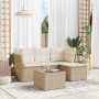 Garden sofa set with cushions 5 pieces beige synthetic rattan by , Garden sets - Ref: Foro24-3217548, Price: 360,59 €, Discou...