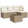 Garden sofa set with cushions 5 pieces beige synthetic rattan by , Garden sets - Ref: Foro24-3217508, Price: 386,86 €, Discou...