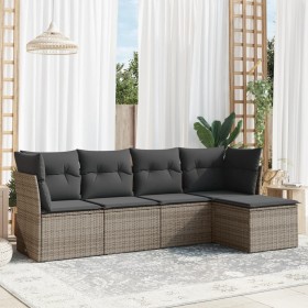 Gartensofa-Set mit Kissen, 5-teilig, graues synthetisches Rattan von , Gartensets - Ref: Foro24-3217560, Preis: 288,99 €, Rab...