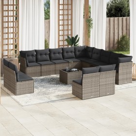 14-teilige Gartensofagarnitur mit grauen synthetischen Rattankissen von , Gartensets - Ref: Foro24-3218500, Preis: 885,77 €, ...