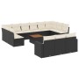 14-teiliges Gartensofa-Set mit schwarzen synthetischen Rattankissen von , Modulare Sofas für den Außenbereich - Ref: Foro24-3...