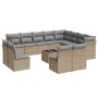 Gartensofa-Set mit Kissen, 13-teilig, beiges synthetisches Rattan von , Gartensets - Ref: Foro24-3218479, Preis: 925,32 €, Ra...