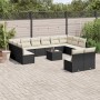 Garden sofa and cushion set 13 pieces black synthetic rattan by , Garden sets - Ref: Foro24-3218376, Price: 773,03 €, Discoun...