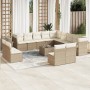 Set sofás de jardín 14 pzas con cojines ratán sintético beige de , Conjuntos de jardín - Ref: Foro24-3218498, Precio: 1,00 €,...