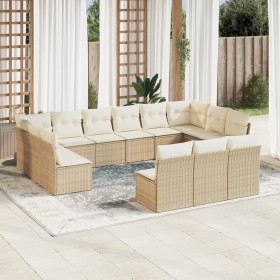 Garden sofa set with cushions 13 pieces beige synthetic rattan by , Garden sets - Ref: Foro24-3218388, Price: 950,99 €, Disco...