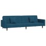 Sofá cama de 2 plazas con dos almohadas terciopelo azul de , Sofás - Ref: Foro24-375917, Precio: 246,42 €, Descuento: %