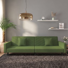 Sofá cama de 2 plazas con dos almohadas terciopelo verde oscuro de , Sofás - Ref: Foro24-375920, Precio: 246,99 €, Descuento: %