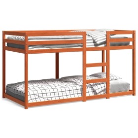 Solid wax brown pine wood bunk bed 75x190 cm by , Beds and accessories - Ref: Foro24-844830, Price: 177,77 €, Discount: %