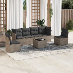 7-piece garden sofa set with gray PE rattan cushions by , Garden sets - Ref: Foro24-3217380, Price: 440,45 €, Discount: %