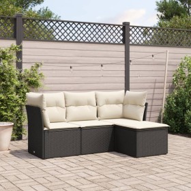 4-piece garden sofa set with black synthetic rattan cushions by , Garden sets - Ref: Foro24-3217536, Price: 256,99 €, Discoun...