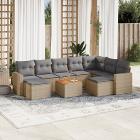 Gartensofa-Set mit beigen Kissen, 10-teilig, synthetisches Rattan von , Modulare Sofas für den Außenbereich - Ref: Foro24-322...