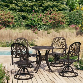 Bistro table and chairs 5 pieces cast aluminum bronze color by , Garden sets - Ref: Foro24-3070616, Price: 1,00 €, Discount: %