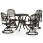 Bistro table and chairs 5 pieces cast aluminum bronze color by , Garden sets - Ref: Foro24-3070616, Price: 1,00 €, Discount: %