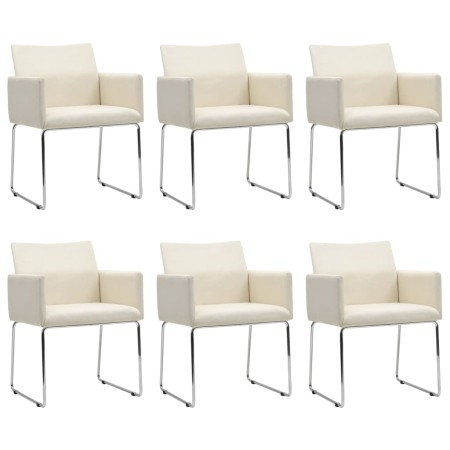 Dining chairs 6 units white linen look fabric by , dining chairs - Ref: Foro24-275583, Price: 632,99 €, Discount: %