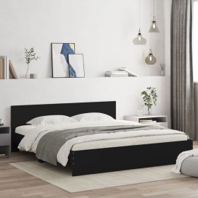 Bed frame with black headboard 200x200 cm by , Beds and slatted bases - Ref: Foro24-3207456, Price: 194,68 €, Discount: %